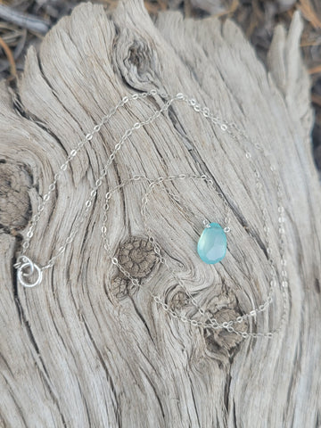 Aqua Chalcedony Sterling Silver Necklace