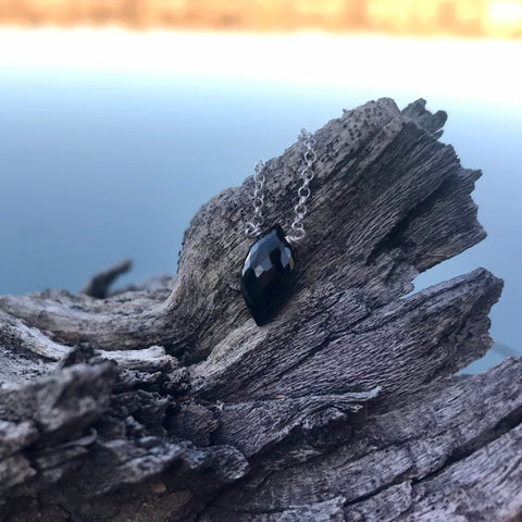 Black Spinel Sterling Silver Necklace