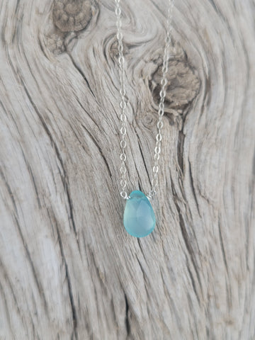 Aqua Chalcedony Sterling Silver Necklace