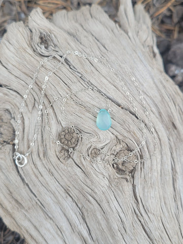 Aqua Chalcedony Sterling Silver Necklace