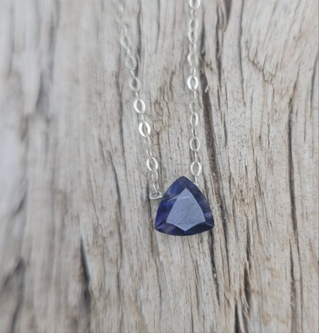 Iolite Trilion Sterling Silver Necklace