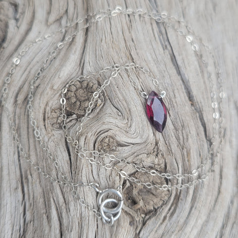 Garnet Marquise Sterling Silver Necklace