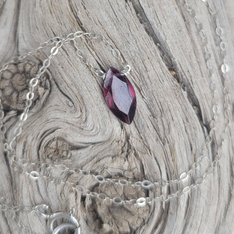 Garnet Marquise Sterling Silver Necklace
