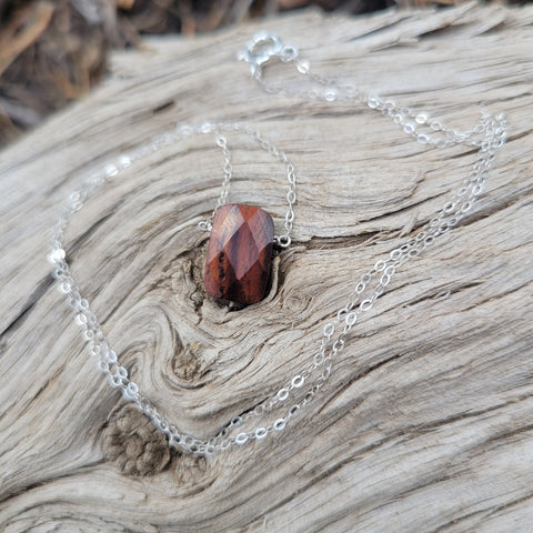 Red Tiger’s Eye Faceted Briolette Necklace Sacral Chakra