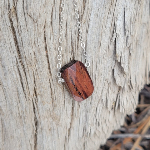 Red Tiger’s Eye Faceted Briolette Necklace Sacral Chakra