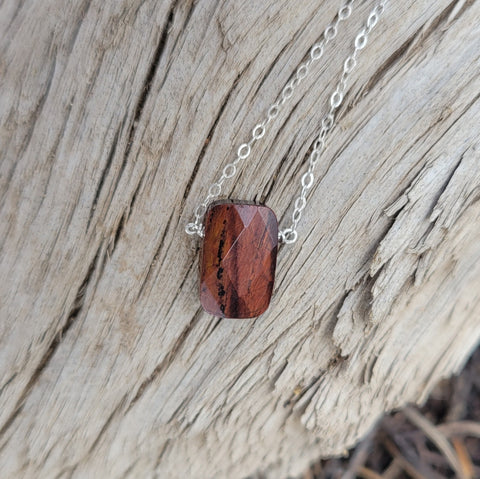 Red Tiger’s Eye Faceted Briolette Necklace Sacral Chakra