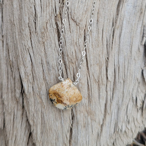 Picture Jasper Faceted Briolette Necklace Root & Third Eye Chakras