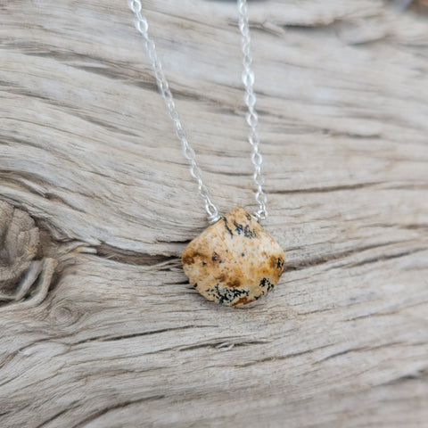 Picture Jasper Faceted Briolette Necklace Root & Third Eye Chakras