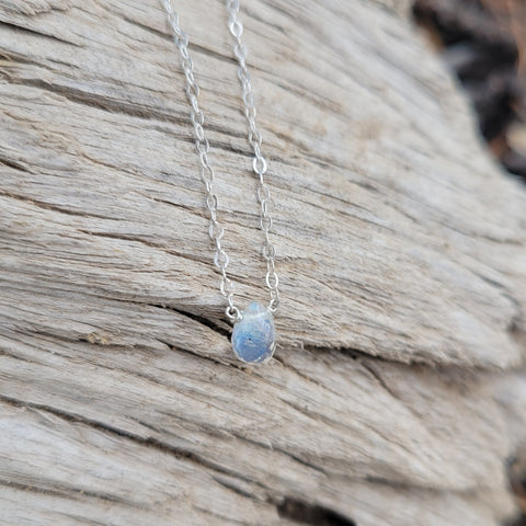 Rainbow Moonstone Faceted Briolette Sterling Silver Necklace