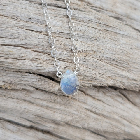 Rainbow Moonstone Sterling Silver Necklace