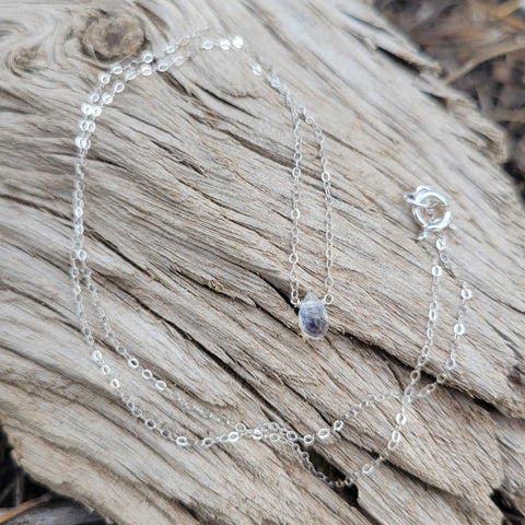Rainbow Moonstone Faceted Briolette Sterling Silver Necklace