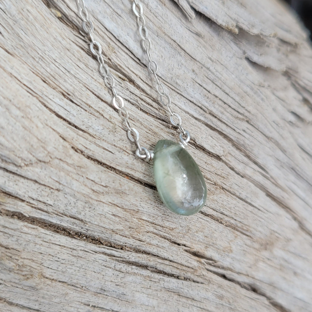 Green Rutilated Quartz Sterling Silver Necklace
