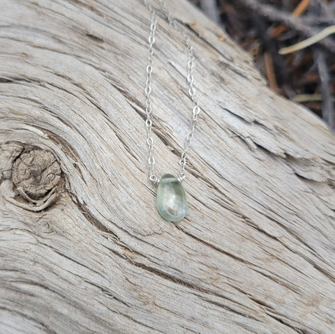 Green Rutilated Quartz Sterling Silver Necklace
