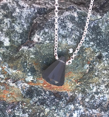 Grey Moonstone Faceted Sterling Silver Necklace