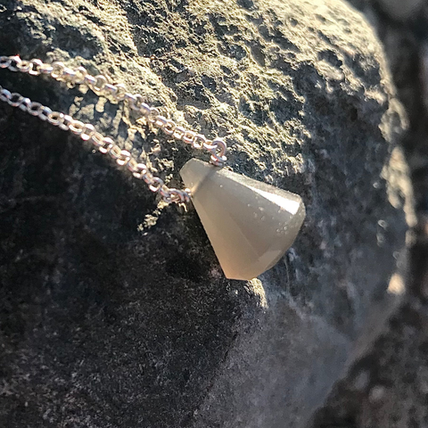 Grey Moonstone Faceted Sterling Silver Necklace