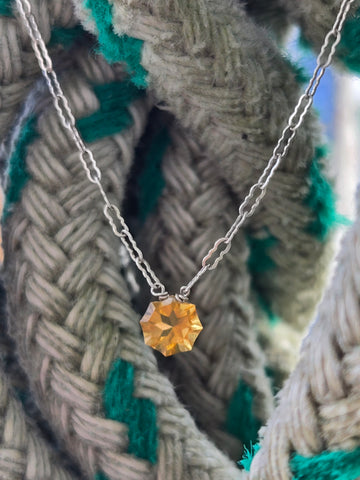 Citrine Fantasy Facet Sterling Silver Necklace