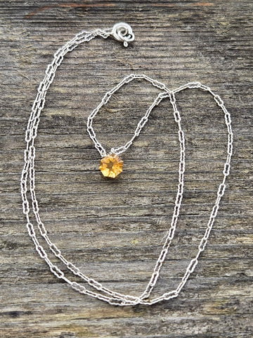 Citrine Fantasy Facet Sterling Silver Necklace