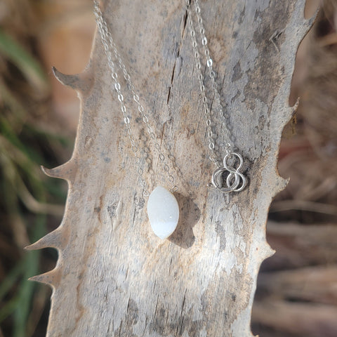 Druzy Quartz Marquise Sterling Silver Necklace