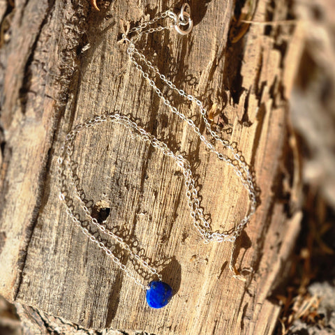 Lapis Lazuli Faceted Briolette Sterling Silver Necklace