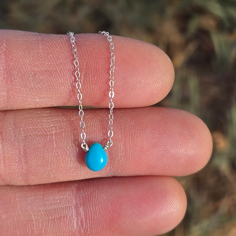 Turquoise Briolette Sterling Silver Necklace