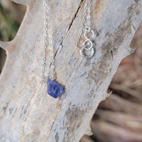 Tanzanite Portrait Cut Sterling Silver Necklace