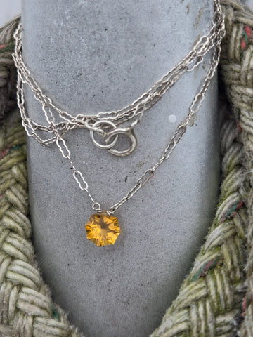 Citrine Fantasy Facet Sterling Silver Necklace