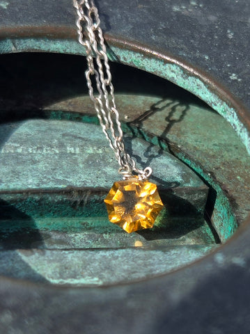 Citrine Fantasy Facet Sterling Silver Necklace