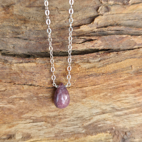 Pink Tourmaline Briolette Sterling Silver Necklace