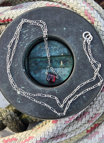 Garnet Faceted Chalice Sterling Silver Necklace