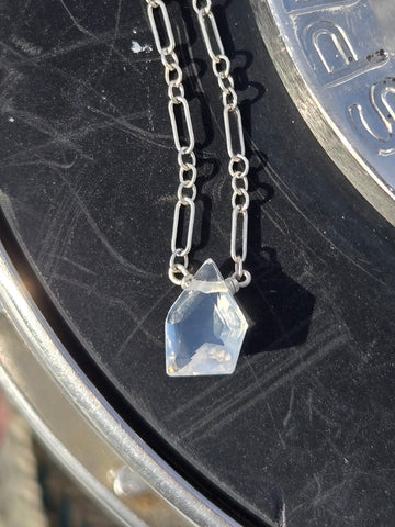 Moon Quartz Faceted Free Form Sterling Silver Necklace