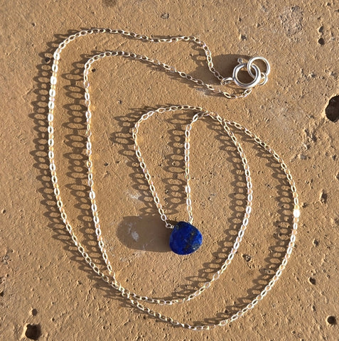 Lapis Lazuli Faceted Briolette Sterling Silver Necklace