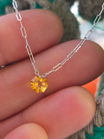 Citrine Fantasy Facet Sterling Silver Necklace
