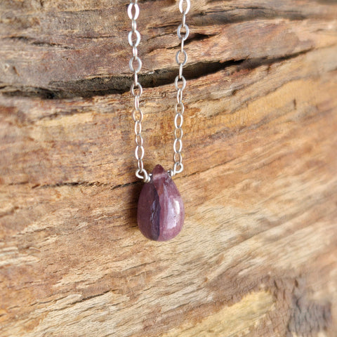 Pink Tourmaline Briolette Sterling Silver Necklace