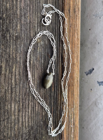 Golden Sheen Obsidian Faceted Marquise Sterling Silver Necklace