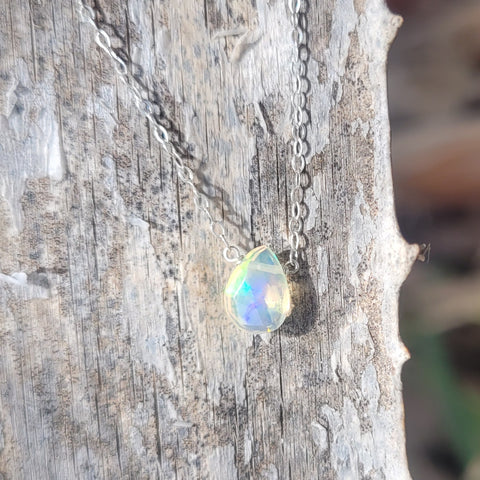 Ethiopian Welo Opal Faceted Briolette Necklace