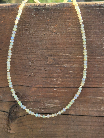 Faceted Welo Opal 14K Gold Infiniti Necklace