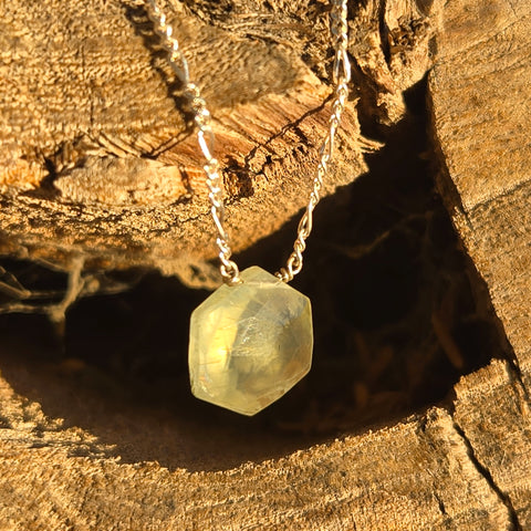 Phrenite Faceted Hexagon Sterling Silver Necklace