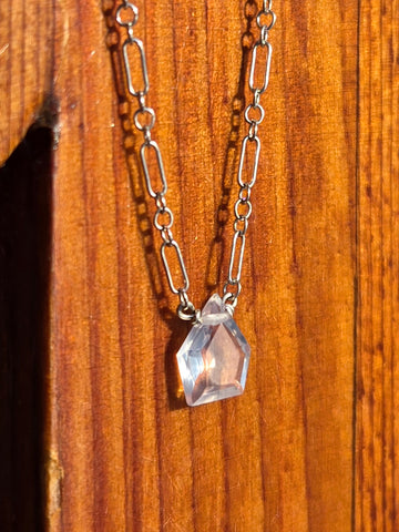 Moon Quartz Faceted Free Form Sterling Silver Necklace