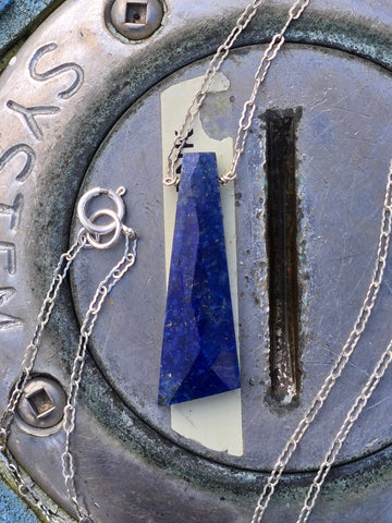Lapis Lazuli Faceted Drop Sterling Silver Necklace