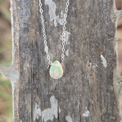 Ethiopian Welo Opal Faceted Briolette Necklace