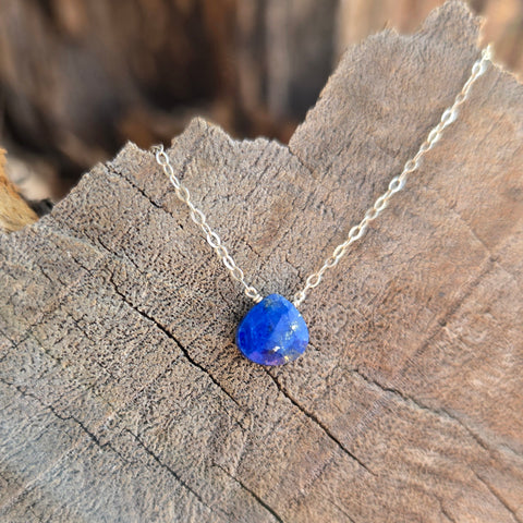 Lapis Lazuli Faceted Briolette Sterling Silver Necklace