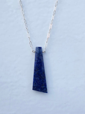 Lapis Lazuli Faceted Drop Sterling Silver Necklace
