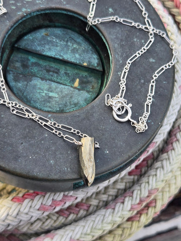 Pyrite Faceted Bullet Sterling Silver Necklace