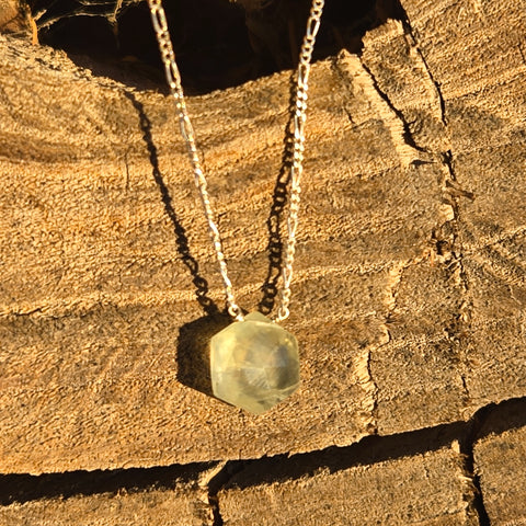 Phrenite Faceted Hexagon Sterling Silver Necklace