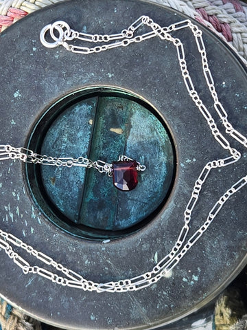 Garnet Faceted Chalice Sterling Silver Necklace