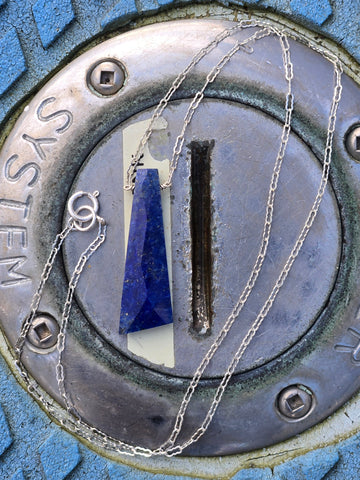 Lapis Lazuli Faceted Drop Sterling Silver Necklace