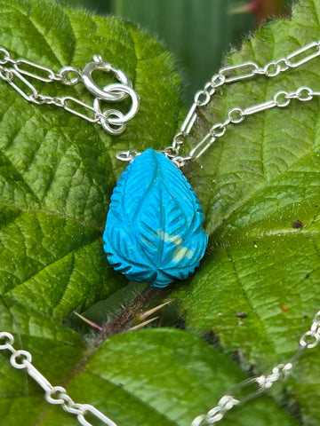Antique Carved Chinese Gem Turquoise Sterling Silver Necklaces
