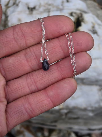 Teal Apatite Faceted Briolette Sterling Silver Necklace