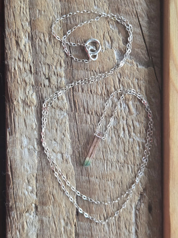 Morroredondo Brazilian Watermelon Tourmaline Crystal Sterling Silver Necklace