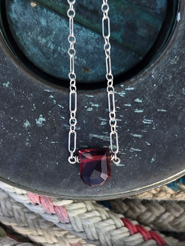 Garnet Faceted Chalice Sterling Silver Necklace